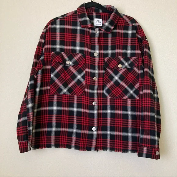 Zara Plaid Flannel Overshirt Jacket - Picture 4 of 9